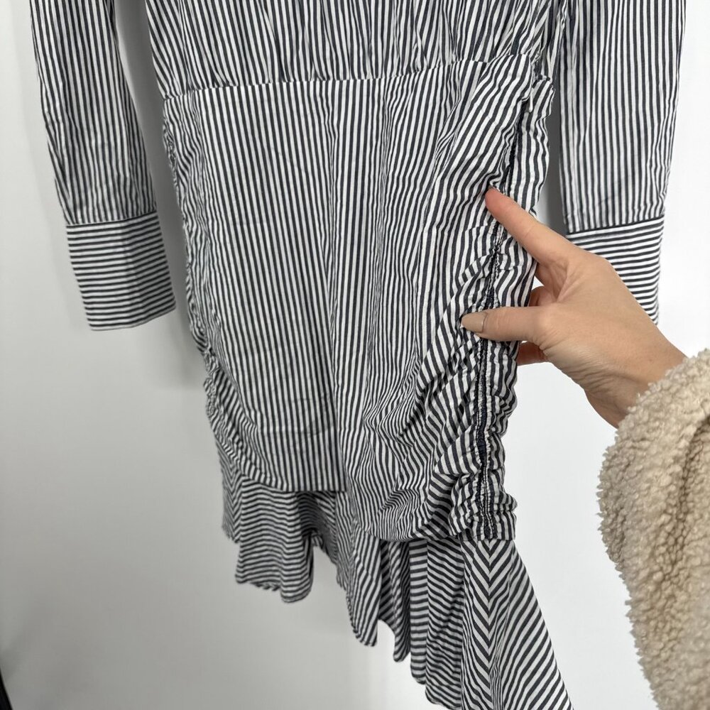 Veronica Beard Everett Gray Striped Ruched Long Sleeve Dress Size S - Picture 8 of 14